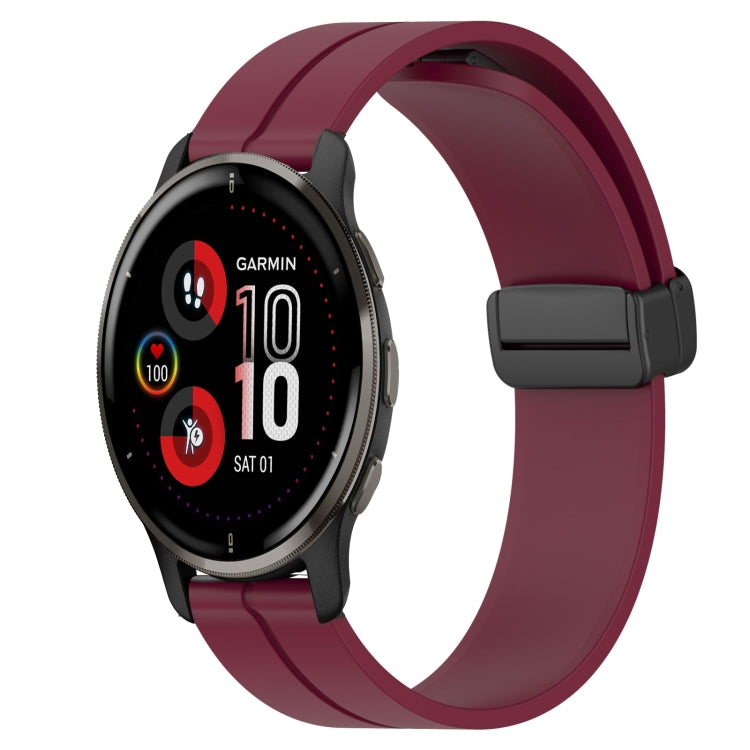 Compatible with Garmin Venu 2 Plus 20mm Solid Color Magnetic Clasp Silicone Watch Band(Wine Red) - free shipping - PMC TechLife - Order now!