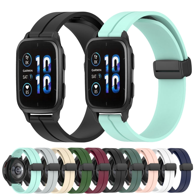 Compatible with Garmin Venu Sq 2 20mm Solid Color Magnetic Clasp Silicone Watch Band(Army Green) - free shipping - PMC TechLife - Order now!