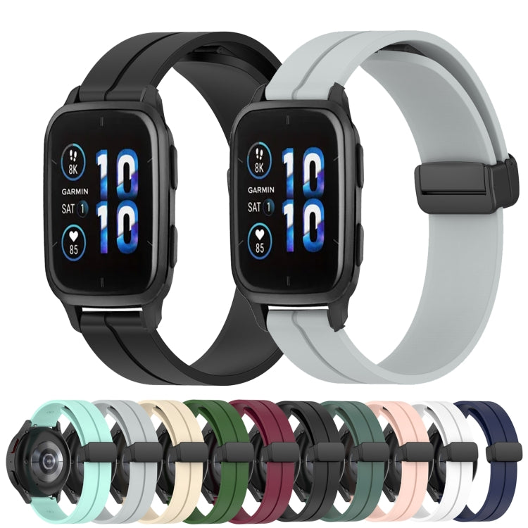 Compatible with Garmin Venu Sq 2 Music 20mm Solid Color Magnetic Clasp Silicone Watch Band(Pink) - free shipping - PMC TechLife - Order now!