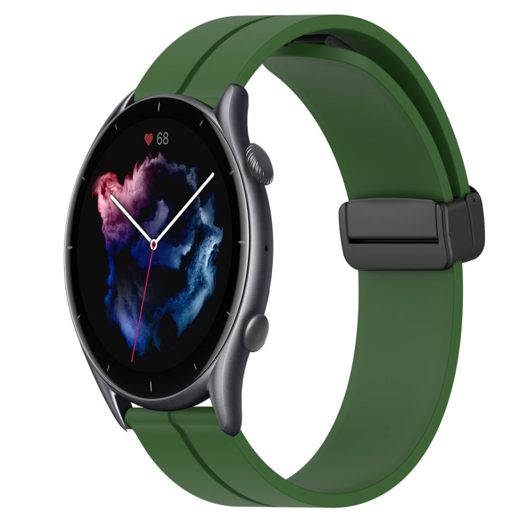 For Amazfit GTR 3 22mm Solid Color Magnetic Clasp Silicone Watch Band(Army Green) - free shipping - PMC TechLife - Order now!