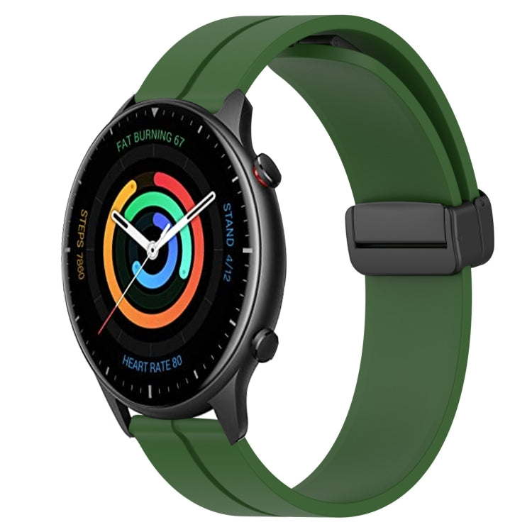 For Amazfit GTR 2 22mm Solid Color Magnetic Clasp Silicone Watch Band(Army Green) - free shipping - PMC TechLife - Order now!