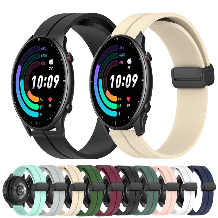 For Amazfit GTR 2 22mm Solid Color Magnetic Clasp Silicone Watch Band(White) - free shipping - PMC TechLife - Order now!