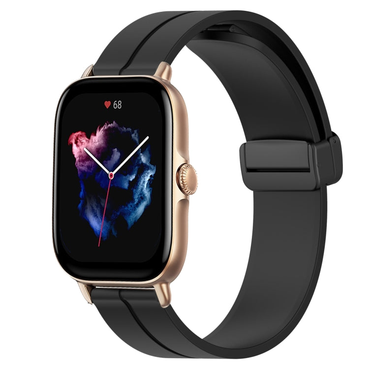 For Amazfit 3 22mm Solid Color Magnetic Clasp Silicone Watch Band(Black) - free shipping - PMC TechLife - Order now!