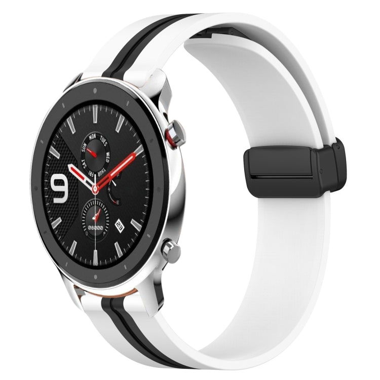 For Amazfit GTR 4 22mm Folding Magnetic Clasp Silicone Watch Band(White+Black) - free shipping - PMC TechLife - Order now!