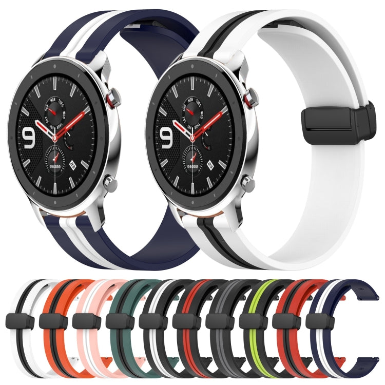 For Amazfit GTR 4 22mm Folding Magnetic Clasp Silicone Watch Band(White+Black) - free shipping - PMC TechLife - Order now!