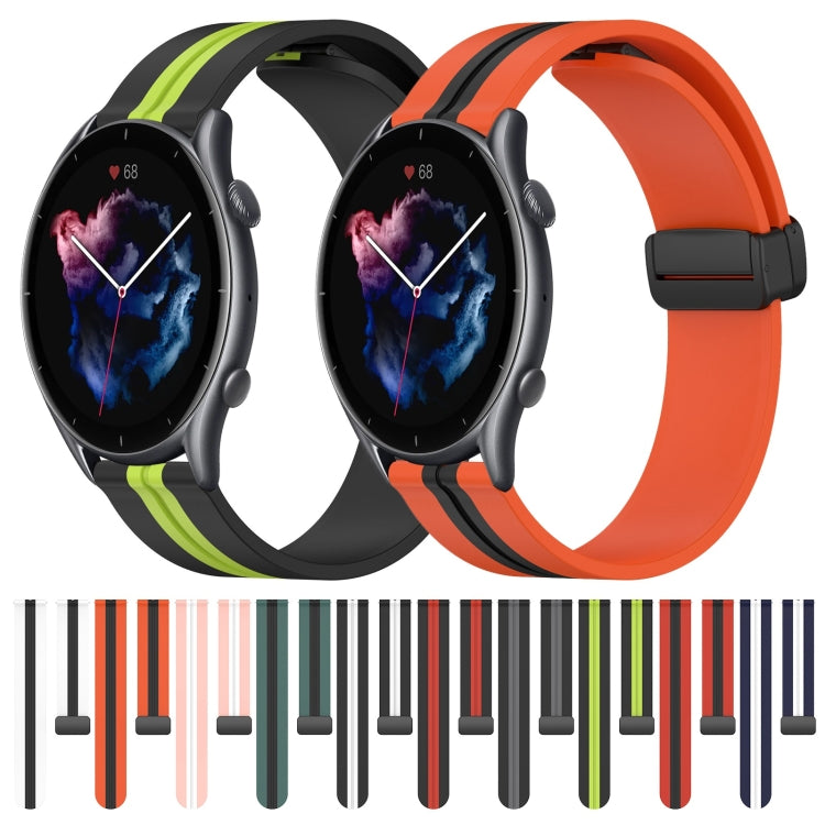 For Amazfit GTR 3 22mm Folding Magnetic Clasp Silicone Watch Band(Black+White) - free shipping - PMC TechLife - Order now!