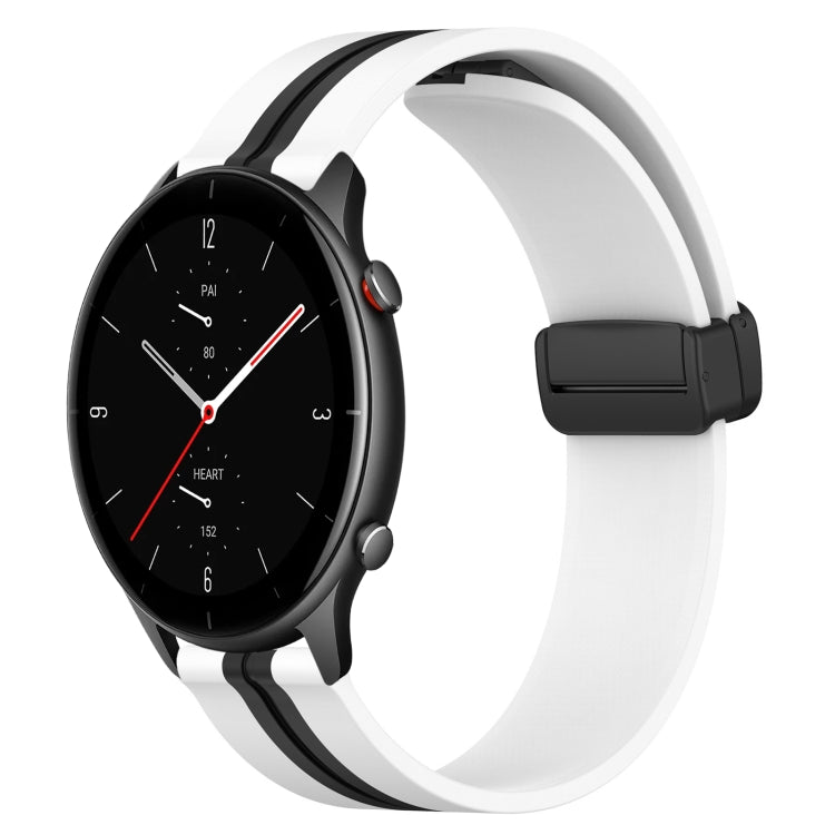 For Amazfit GTR 2e 22mm Folding Magnetic Clasp Silicone Watch Band(White+Black) - free shipping - PMC TechLife - Order now!