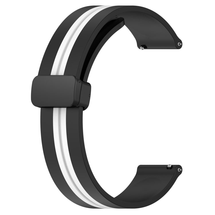 For Amazfit GTR 47mm 22mm Folding Magnetic Clasp Silicone Watch Band(Black+White) - free shipping - PMC TechLife - Order now!