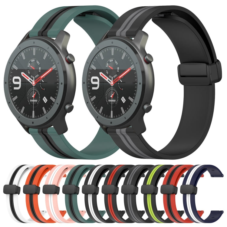 For Amazfit GTR 47mm 22mm Folding Magnetic Clasp Silicone Watch Band(Pink+White) - free shipping - PMC TechLife - Order now!