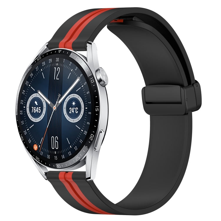 For Huawei Watch GT3 46mm 22mm Folding Magnetic Clasp Silicone Watch Band(Black+Red) - free shipping - PMC TechLife - Order now!