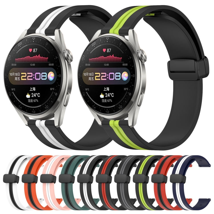 For Huawei Watch 3 Pro 22mm Folding Magnetic Clasp Silicone Watch Band(Midnight Blue + White) - free shipping - PMC TechLife - Order now!