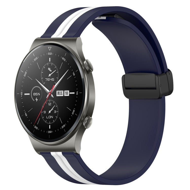 For Huawei GT2 Pro 22mm Folding Magnetic Clasp Silicone Watch Band(Midnight Blue + White) - free shipping - PMC TechLife - Order now!