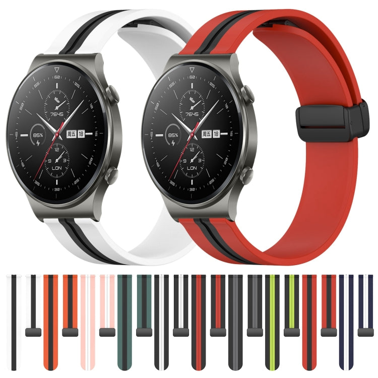 For Huawei GT2 Pro 22mm Folding Magnetic Clasp Silicone Watch Band(Midnight Blue + White) - free shipping - PMC TechLife - Order now!