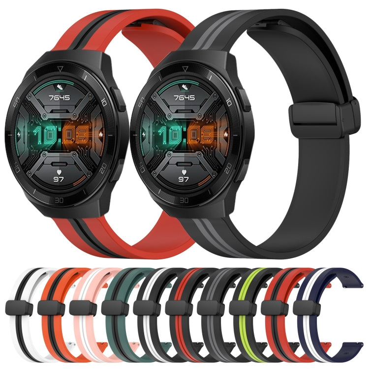 For Huawei Watch GT 2E 22mm Folding Magnetic Clasp Silicone Watch Band(Black+Red) - free shipping - PMC TechLife - Order now!