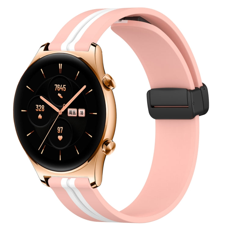 For Honor Watch GS 3 22mm Folding Magnetic Clasp Silicone Watch Band(Pink+White) - free shipping - PMC TechLife - Order now!