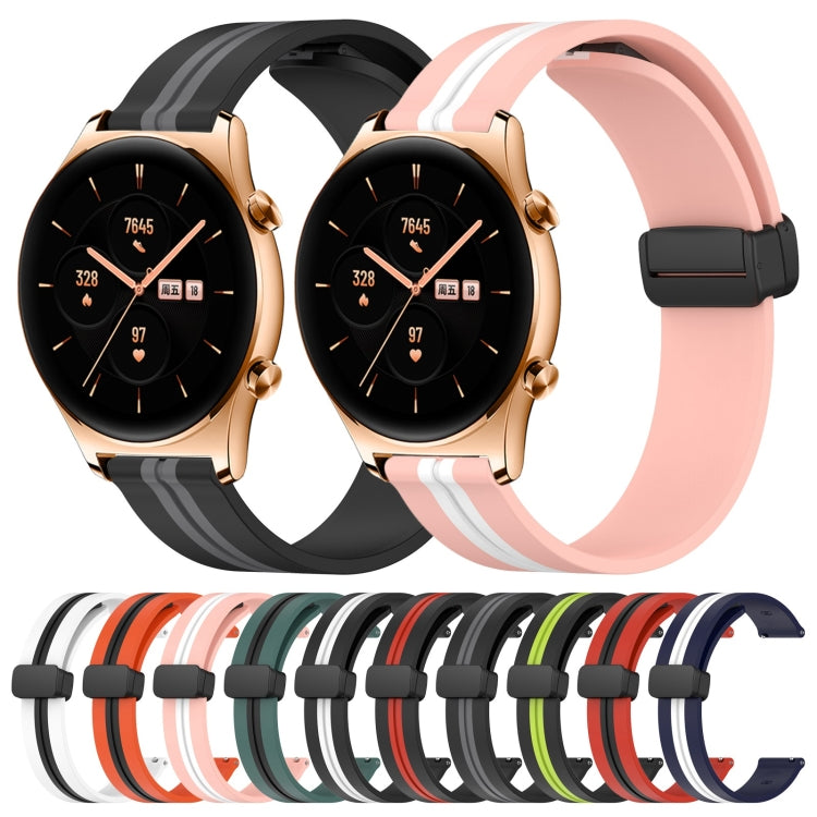 For Honor Watch GS 3 22mm Folding Magnetic Clasp Silicone Watch Band(Pink+White) - free shipping - PMC TechLife - Order now!