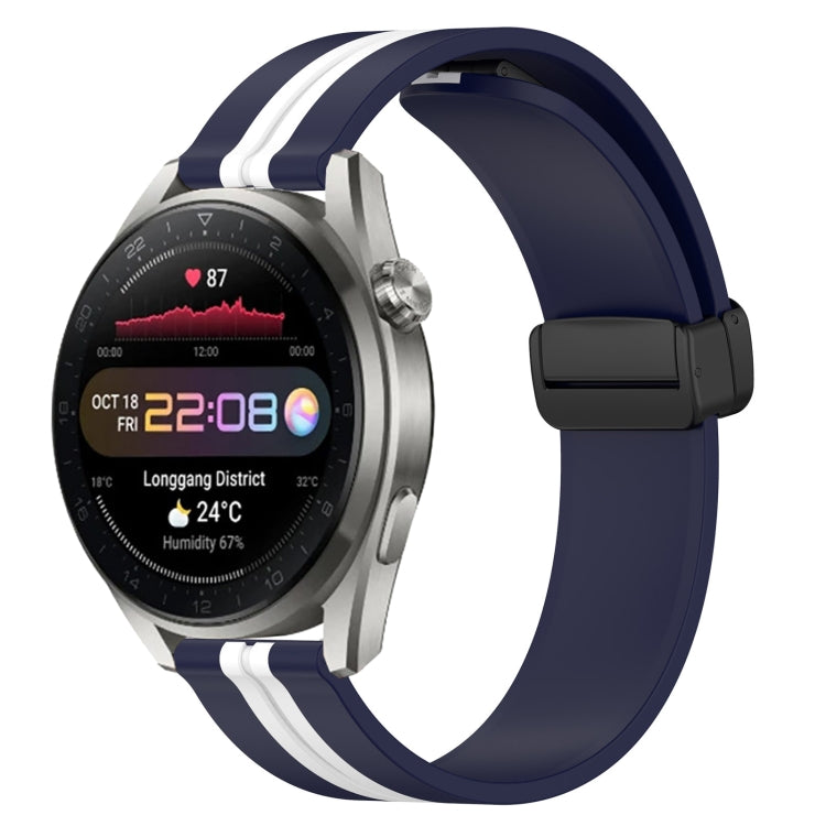 For Huawei Watch 3 Pro New 22mm Folding Magnetic Clasp Silicone Watch Band(Midnight Blue + White) - free shipping - PMC TechLife - Order now!