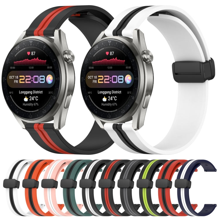 For Huawei Watch 3 Pro New 22mm Folding Magnetic Clasp Silicone Watch Band(Black+Grey) - free shipping - PMC TechLife - Order now!