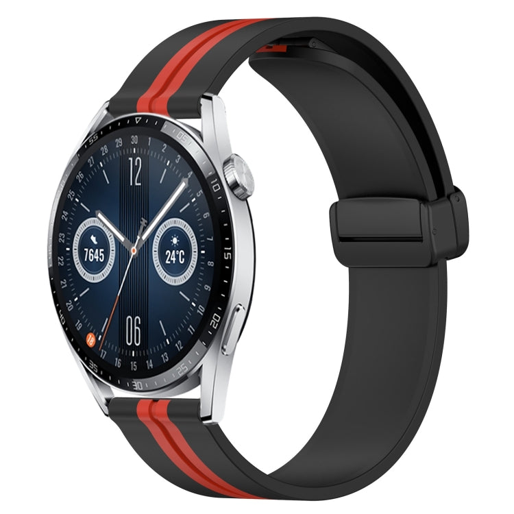 For Huawei Watch GT3 42mm 20mm Folding Magnetic Clasp Silicone Watch Band(Black+Red) - free shipping - PMC TechLife - Order now!