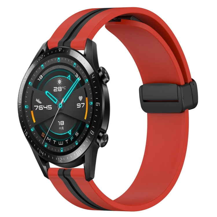 For Huawei Watch GT2 42mm 20mm Folding Magnetic Clasp Silicone Watch Band(Red+Black) - free shipping - PMC TechLife - Order now!