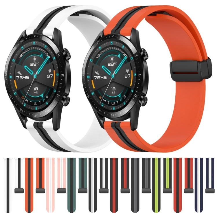 For Huawei Watch GT2 42mm 20mm Folding Magnetic Clasp Silicone Watch Band(Olive Green + Black) - free shipping - PMC TechLife - Order now!