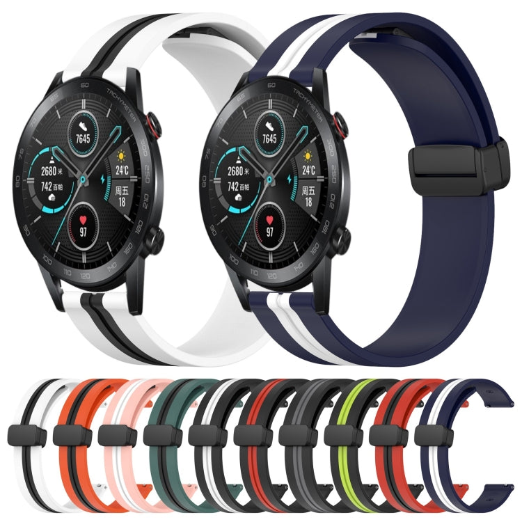 For Honor MagicWatch2 42mm 20mm Folding Magnetic Clasp Silicone Watch Band(Olive Green + Black) - free shipping - PMC TechLife - Order now!