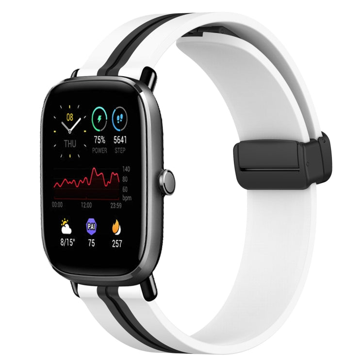 For Amazfit GTS 2 Mini 20mm Folding Magnetic Clasp Silicone Watch Band(White+Black) - free shipping - PMC TechLife - Order now!