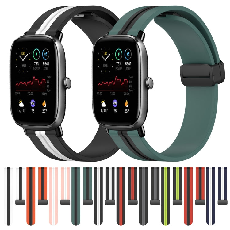 For Amazfit GTS 2 Mini 20mm Folding Magnetic Clasp Silicone Watch Band(Midnight Blue + White) - free shipping - PMC TechLife - Order now!