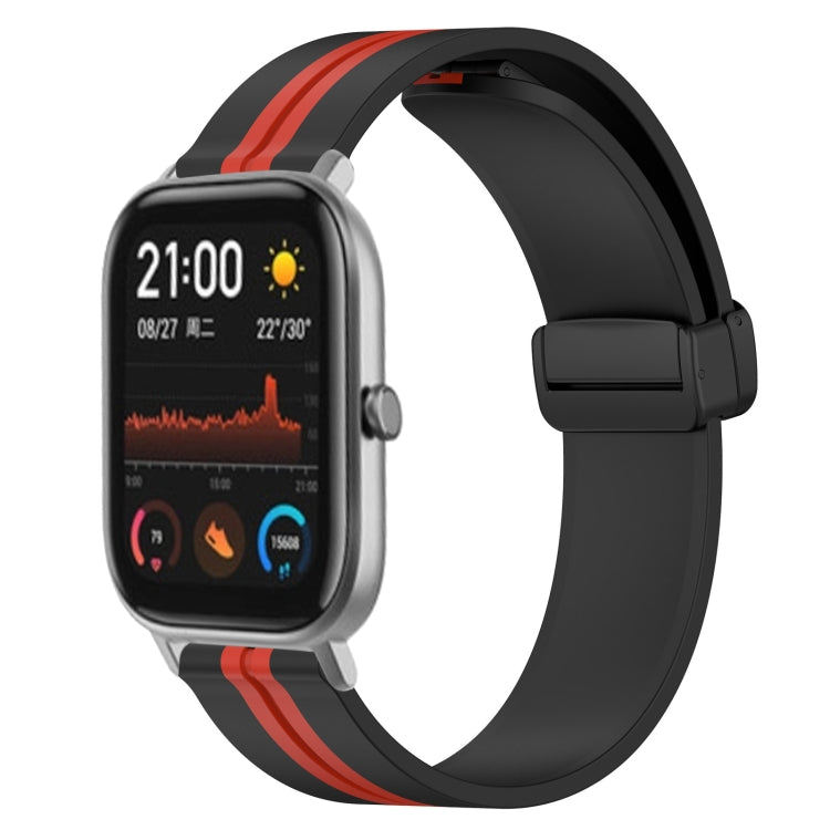 For Amazfit GTS 20mm Folding Magnetic Clasp Silicone Watch Band(Black+Red) - free shipping - PMC TechLife - Order now!