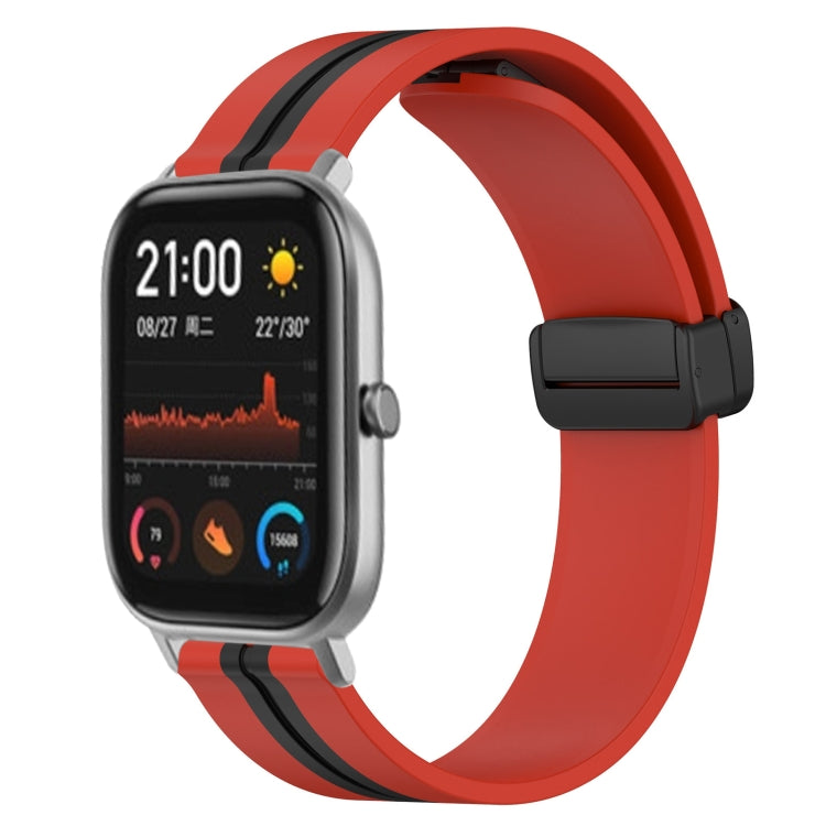 For Amazfit GTS 20mm Folding Magnetic Clasp Silicone Watch Band(Red+Black) - free shipping - PMC TechLife - Order now!