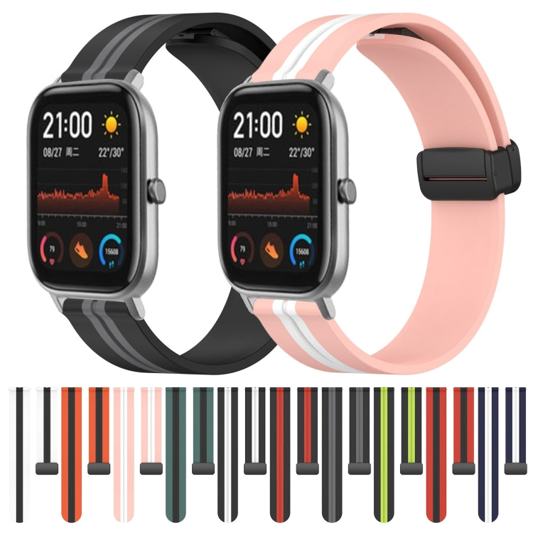 For Amazfit GTS 20mm Folding Magnetic Clasp Silicone Watch Band(Midnight Blue + White) - free shipping - PMC TechLife - Order now!