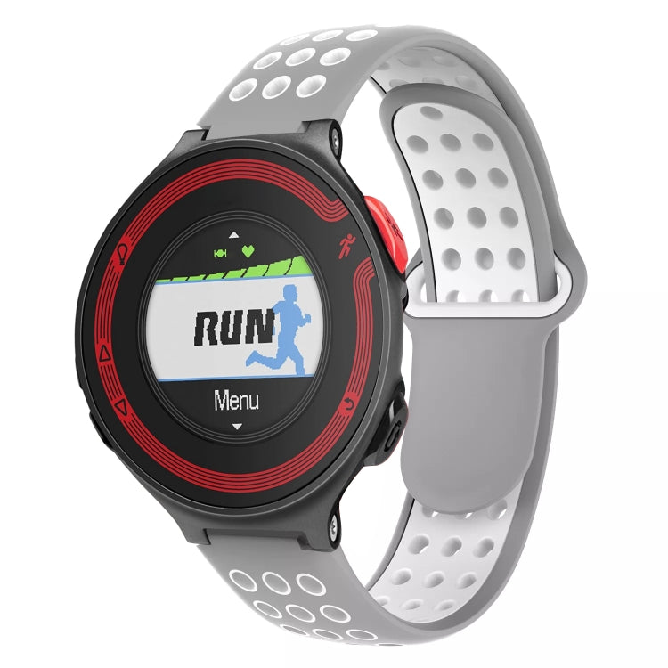 For Garmin Forerunner 220 Two-Color Punched Breathable Silicone Watch Band(Grey+White) - free shipping - PMC TechLife - Order now!