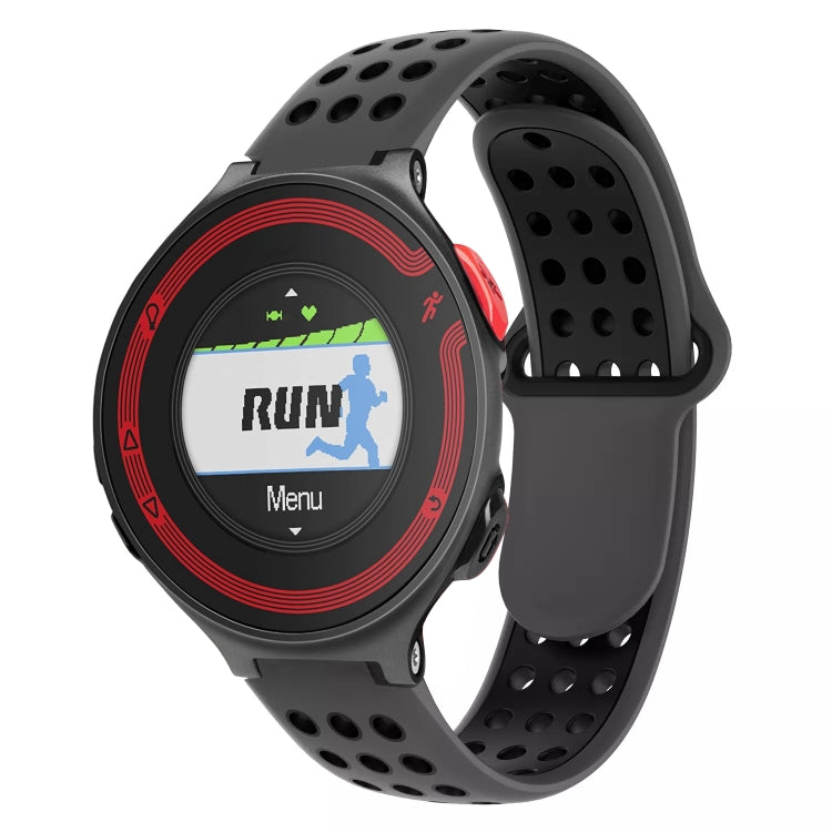 For Garmin Forerunner 220 Two-Color Punched Breathable Silicone Watch Band(Grey+Black) - free shipping - PMC TechLife - Order now!
