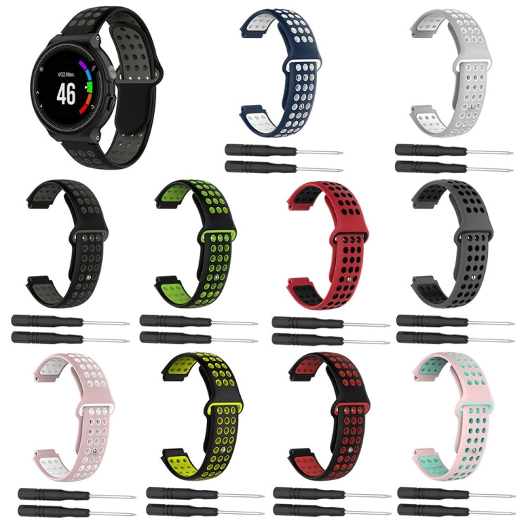 For Garmin Forerunner 220 Two-Color Punched Breathable Silicone Watch Band(Grey+Black) - free shipping - PMC TechLife - Order now!