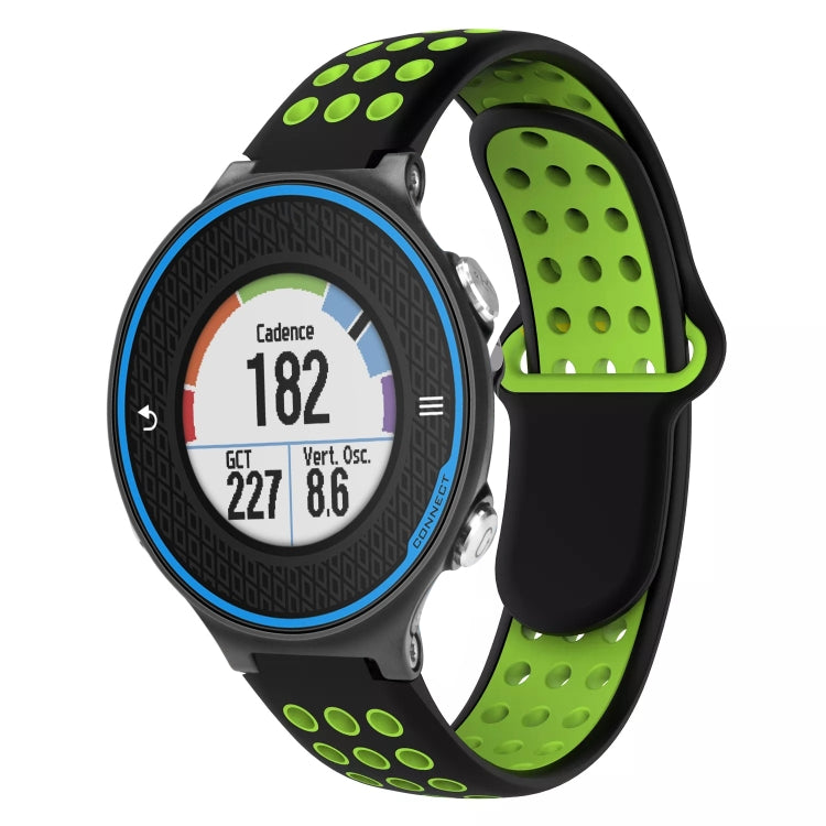 For Garmin Forerunner 620 Two-Color Punched Breathable Silicone Watch Band(Black+Green) - free shipping - PMC TechLife - Order now!