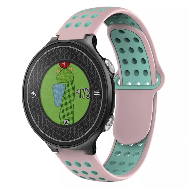 For Garmin Approach S6 Two-Color Punched Breathable Silicone Watch Band(Pink+Teal) - free shipping - PMC TechLife - Order now!
