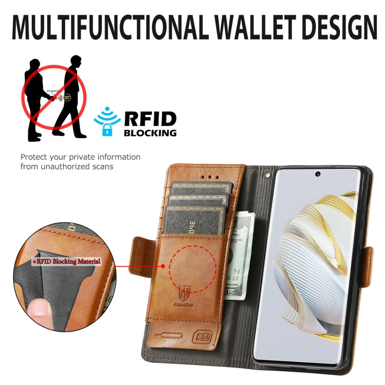 For Huawei  Nova 10 CaseNeoSplicing Dual Magnetic Buckle Leather Phone Case(Khaki) - free shipping - PMC TechLife - Order now!