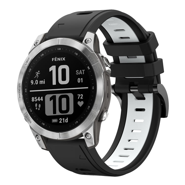 Compatible with Garmin Fenix 7 22mm Two-Color Sports Silicone Watch Band(Black+White) - free shipping - PMC TechLife - Order now!