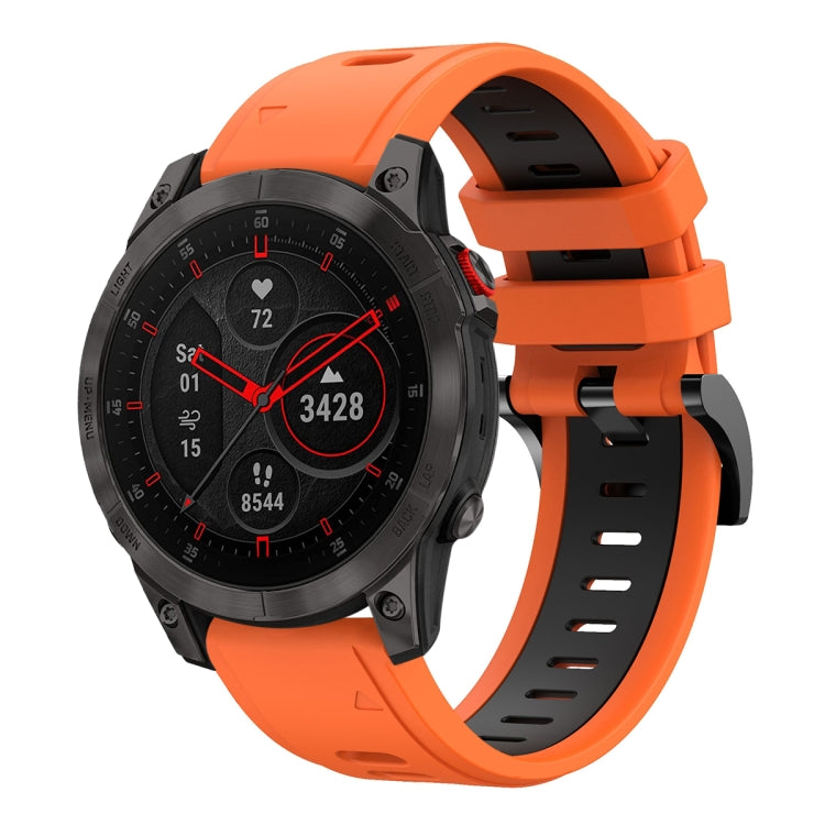 Compatible with Garmin EPIX Gen 2 22mm Two-Color Sports Silicone Watch Band(Orange+Black) - free shipping - PMC TechLife - Order now!
