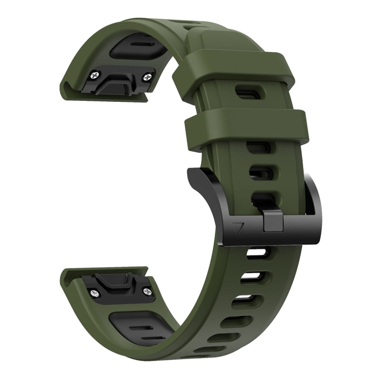 Compatible with Garmin EPIX Gen 2 22mm Two-Color Sports Silicone Watch Band(Army Green + Black) - Watch Bands by PMC TechLife | Online Shopping South Africa | PMC TechLife | Buy Now Pay Later Mobicred