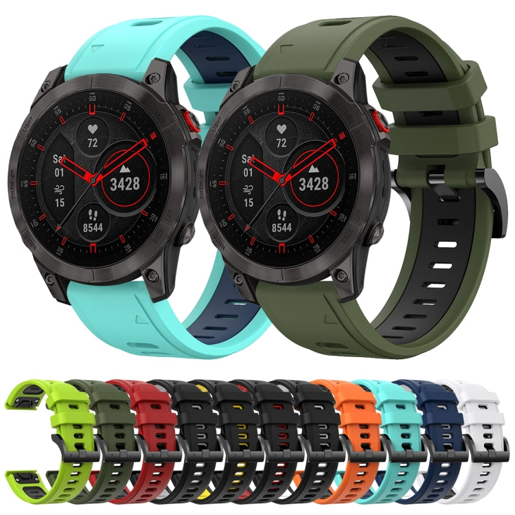 Compatible with Garmin EPIX Gen 2 22mm Two-Color Sports Silicone Watch Band(Orange+Black) - free shipping - PMC TechLife - Order now!