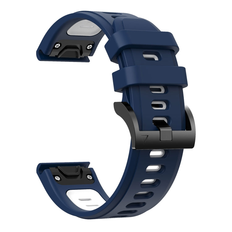 Compatible with Garmin Fenix 6 GPS 22mm Two-Color Sports Silicone Watch Band(Midnight Blue + White) - free shipping - PMC TechLife - Order now!