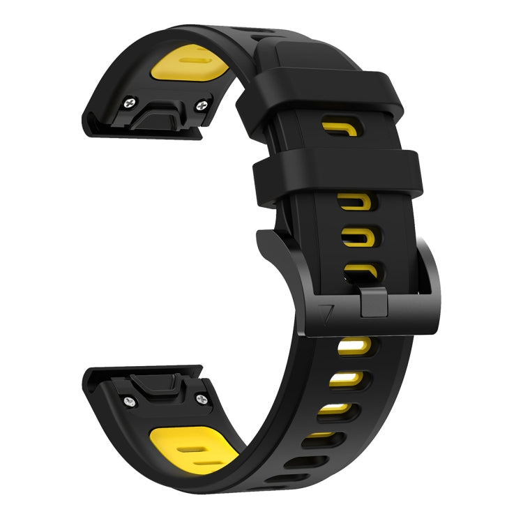 Compatible with Garmin Fenix 6X 26mm Two-Color Sports Silicone Watch Band(Black+Yellow) - free shipping - PMC TechLife - Order now!