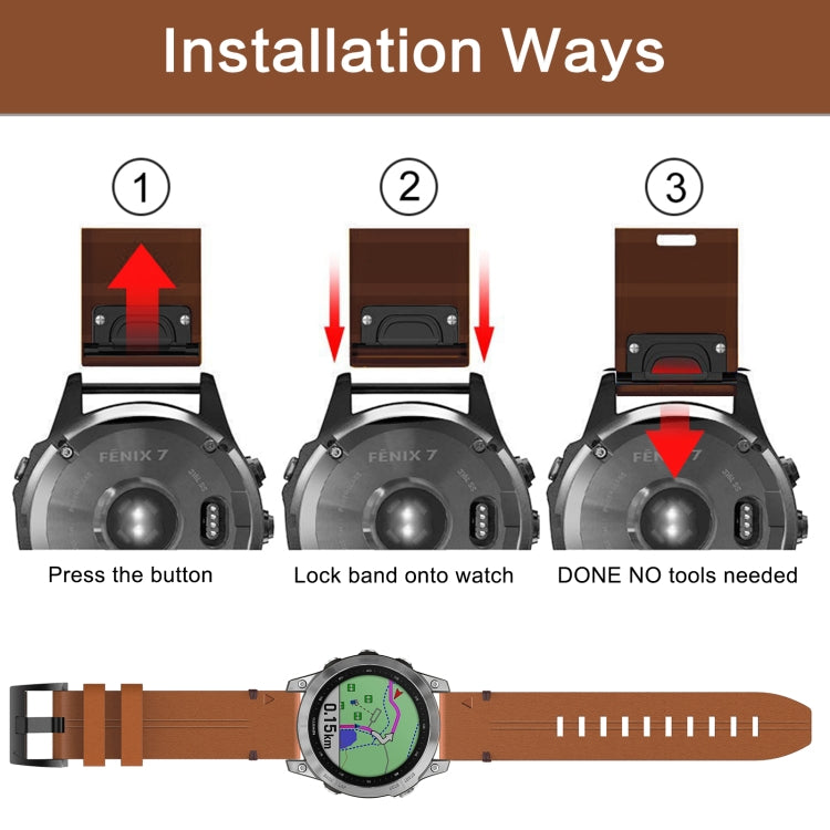 For Garmin Forerunner 935 22mm Leather Steel Buckle Watch Band (Light Brown) - Smart Wear by PMC TechLife | Online Shopping South Africa | PMC TechLife