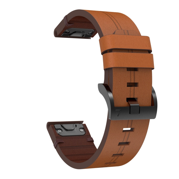 Compatible with Garmin Fenix 6S Pro 20mm Leather Steel Buckle Watch Band(Brown) - Watch Bands by PMC TechLife | Online Shopping South Africa | PMC TechLife | Buy Now Pay Later Mobicred