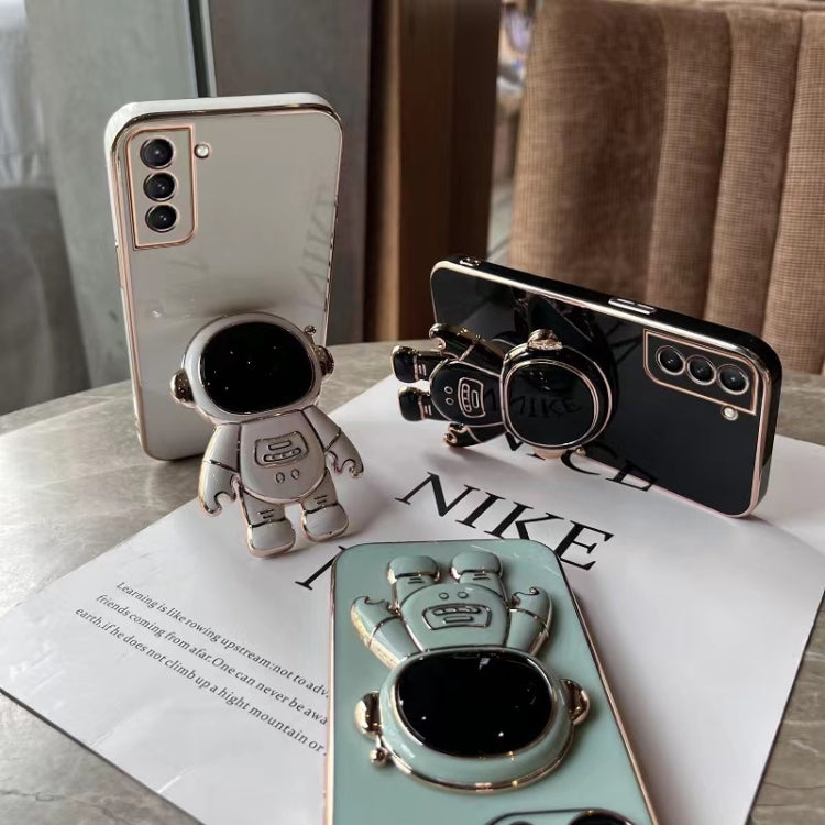 For Samsung Galaxy S22 Ultra 5G Plating Astronaut Holder Phone Case(Black) - free shipping - PMC TechLife - Order now!