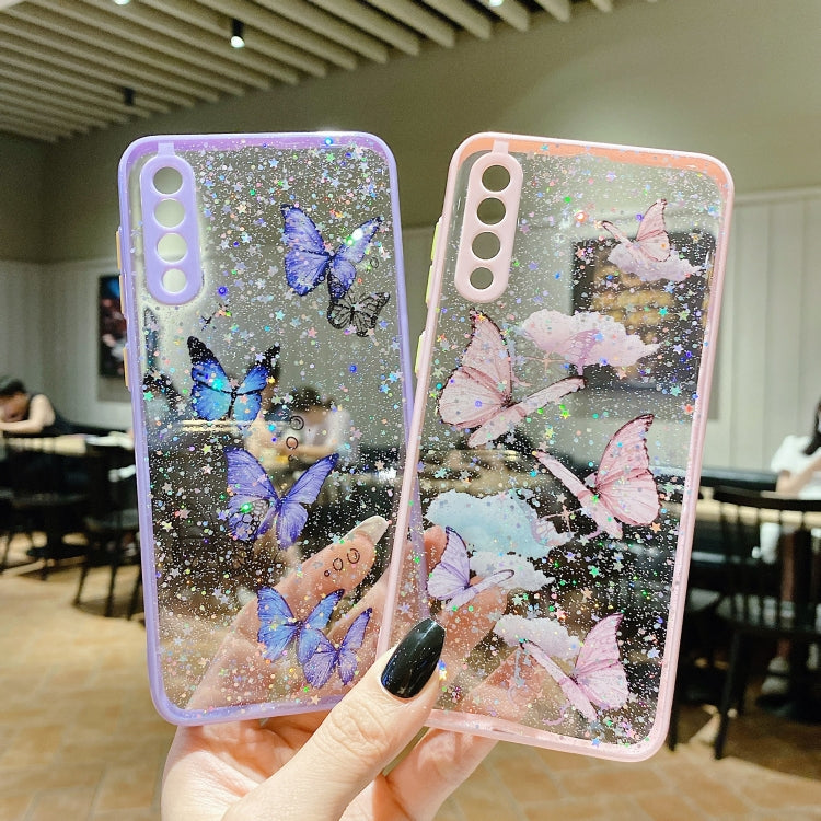 For Samsung Galaxy A13 5G Color Butterfly Glitter Epoxy TPU Phone Case(Green) - Galaxy Phone Cases by PMC TechLife | Online Shopping South Africa | PMC TechLife | Buy Now Pay Later Mobicred