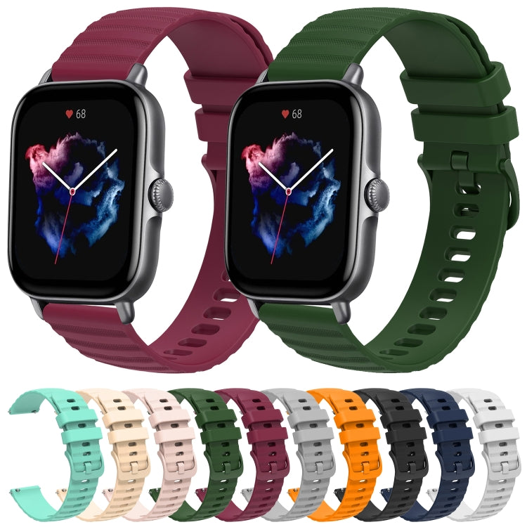For Amazfit GTS 3 20mm Wavy Dot Pattern Solid Color Silicone Watch Band(Army Green) - free shipping - PMC TechLife - Order now!