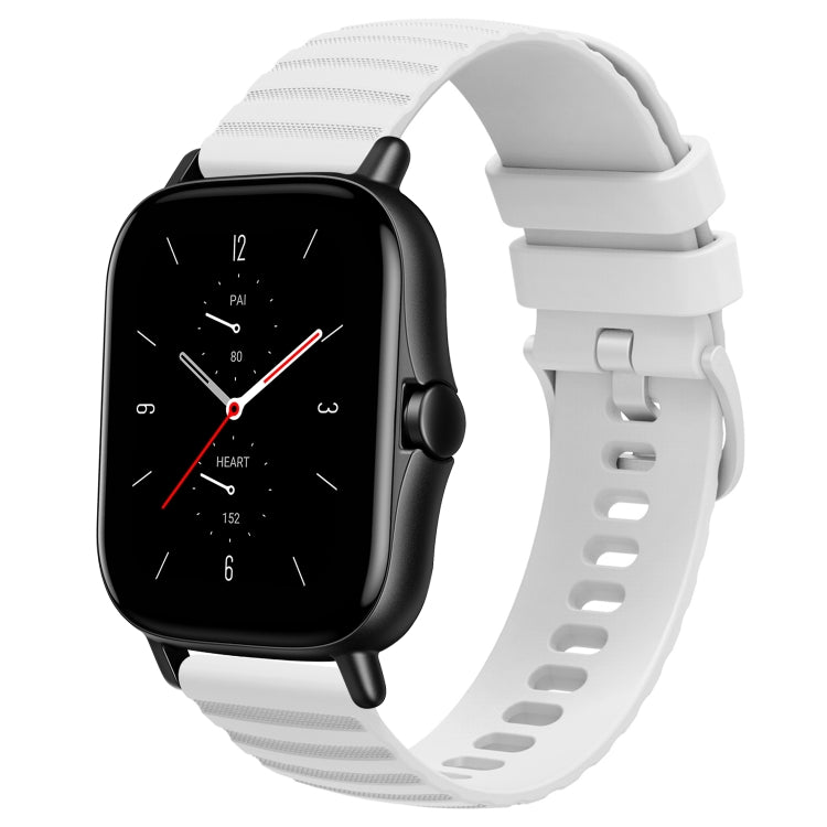 For Amazfit GTS 2 20mm Wavy Dot Pattern Solid Color Silicone Watch Band(White) - free shipping - PMC TechLife - Order now!