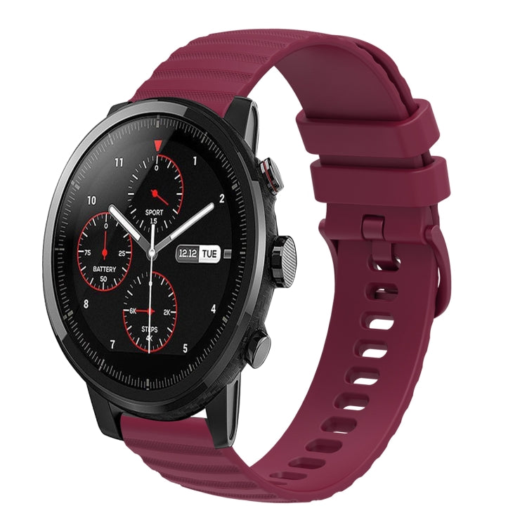 For Amazft 2 Stratos 22mm Wavy Dot Pattern Solid Color Silicone Watch Band(Wine Red) - free shipping - PMC TechLife - Order now!